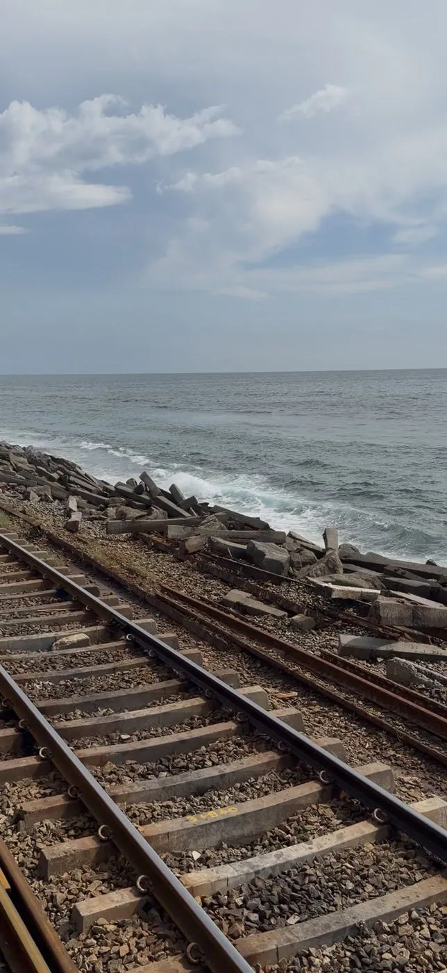 The rail line hugging the Indian Ocean on the way down to Galle