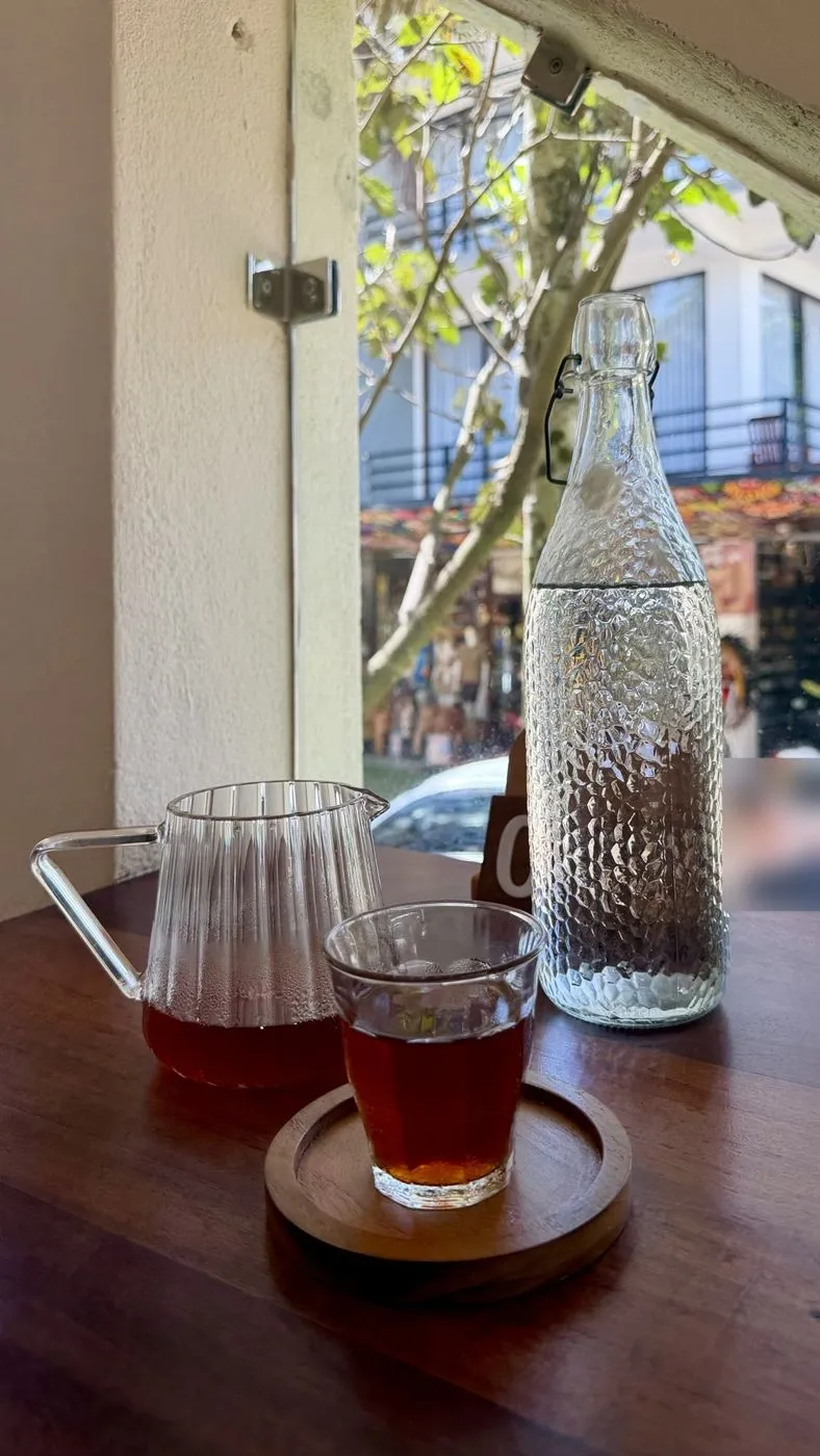 Iced pour-over by the window