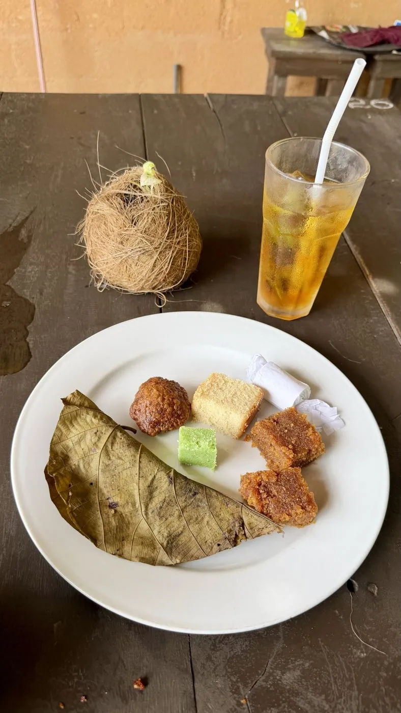 My dessert plate with iced tea