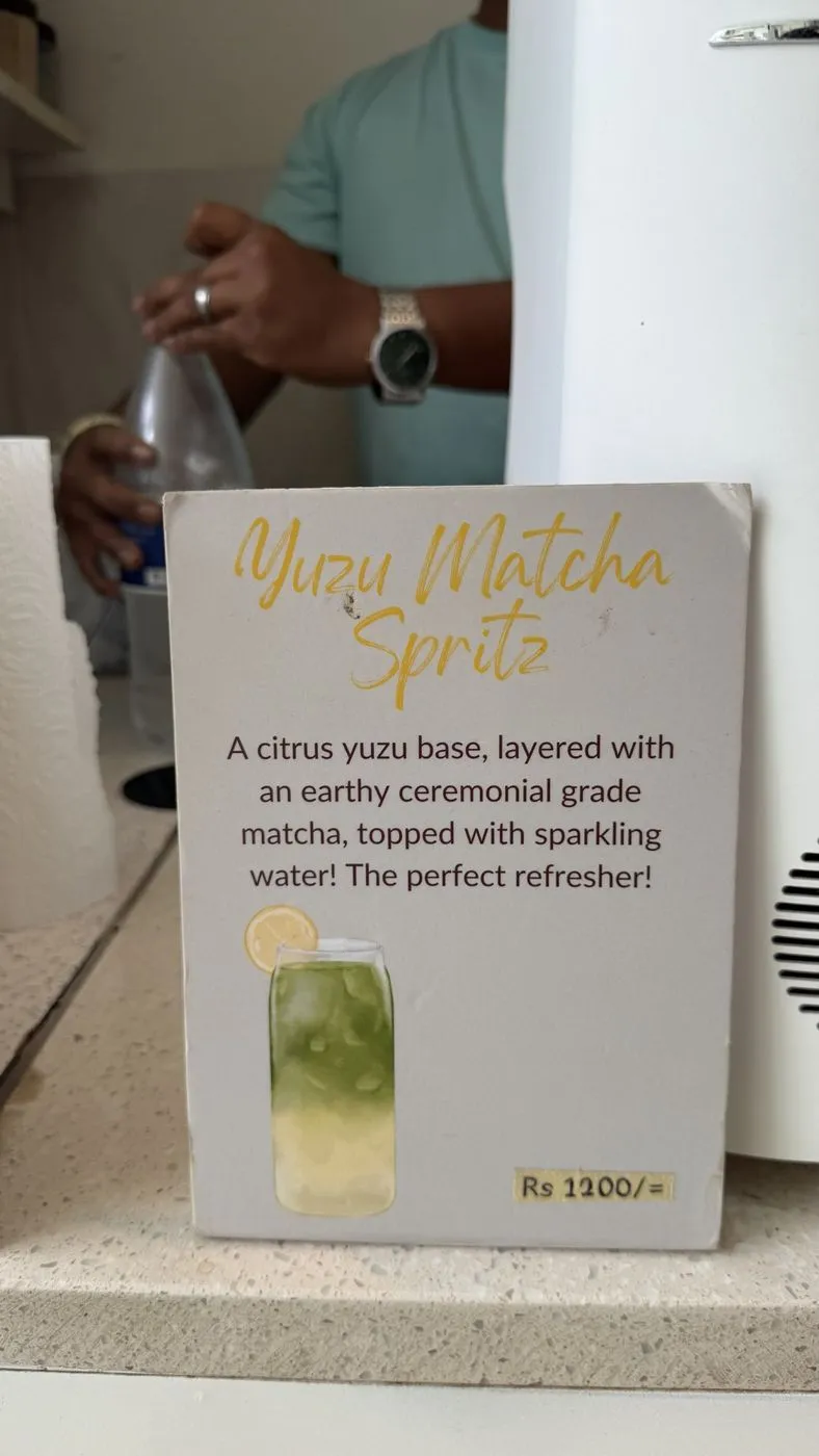 Yuzu Matcha Spritz: yuzu, ceremonial matcha and sparkling water, LKR 1,200