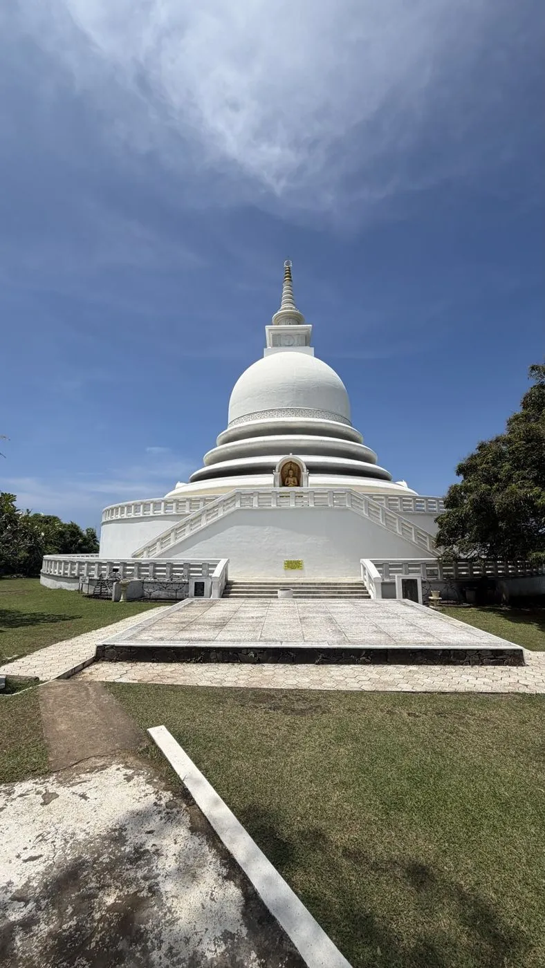 The white Japanese Peace Pagoda on Rumassala hill